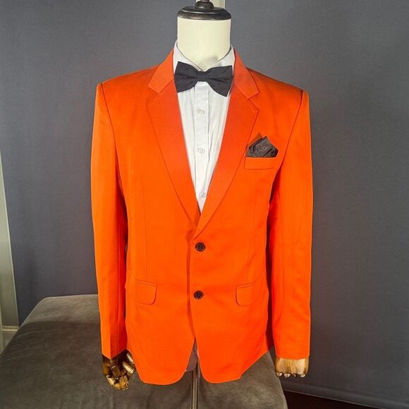 Orange Men's Blazer Formal Prom Suit Jacket 2 Button Notched Lapel Size S NEW - Picture 1 of 11